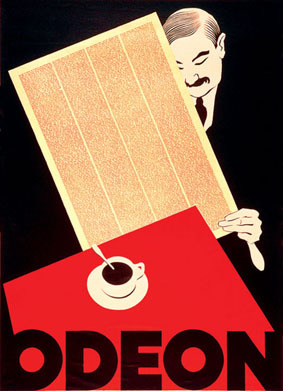 artist:Laubi "Cafe odeon" 1930's Switzerland. 38" X 55" Oversize Poster $75.00
28" X 39' Poster $30.00