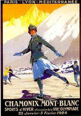 artist: Soubie : "Chamonix-Mont 
Blanc" France 1920's
20" X 28" Poster;
9" X 12" Small Poster.
