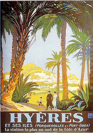 artist: Broders "Hyeres" 1930 France, 20" X 28" Poster.