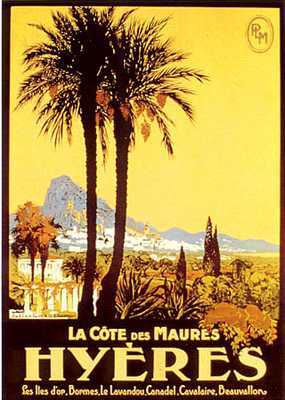 artist:Lacaze "Hyeres" 1920 France, 20" X 28" Poster.
