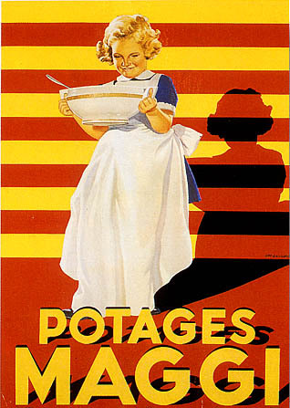 artist:Gaillard "Potages aggi" 1956 France, 20" X 28" Poster, 9" X 12" Small Poster.