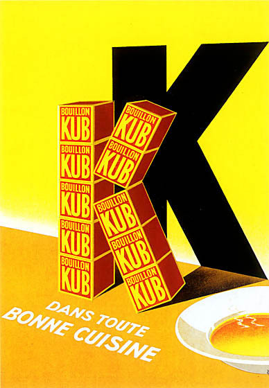 artist:unknown "Bouillon Kub" 1930's France, 20" X 28" Poster.