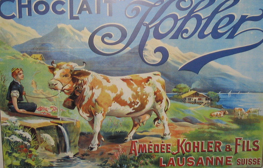 artist:unknown "Chocolait Kohler" 1930's Switzerland, 20" X 28" Poster.