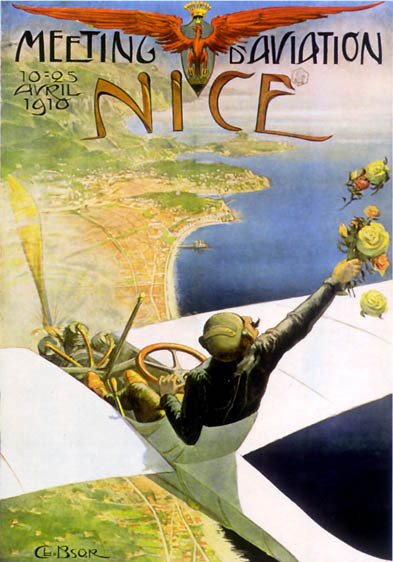 artist:Bsor "Meeting D'Aviation - Nice" 1910 France, 20" X 28" Poster, 28" X 39" Poster.