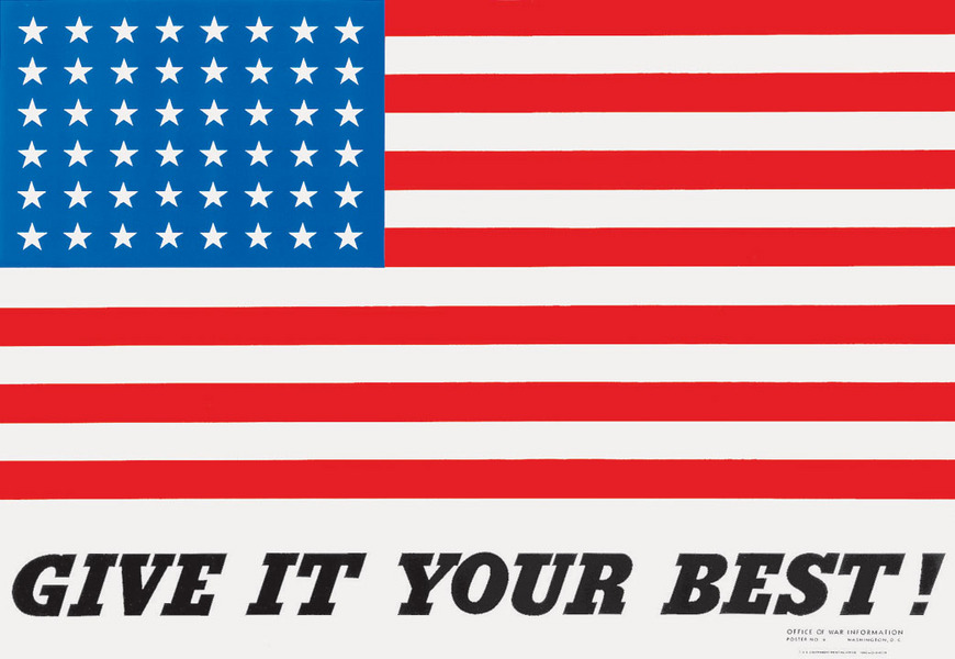 artist:Coiner "Give it Your Best" 1942 U.S.A. WWII Poster , 6" X 8" Mini Print, 20" X 30" Poster.