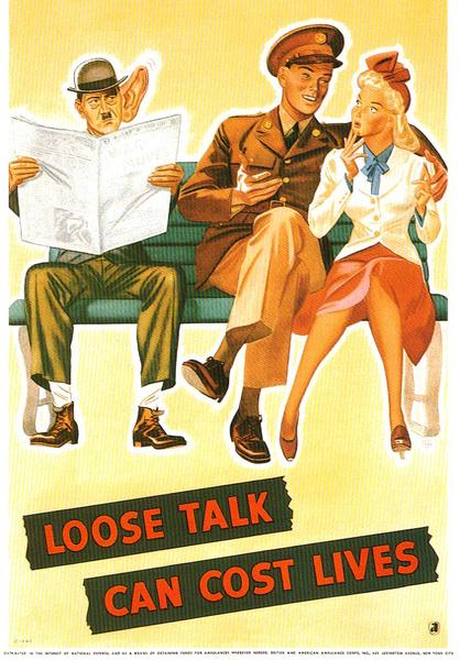 artist:Holmgren "Loose Talk"  1942  U.S.A. WWII Poster, 6" X 8" Mini Print.
