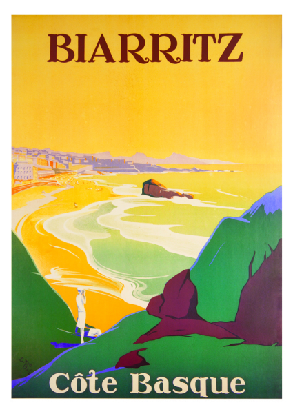 artist: Debo: " Biarritz" 1925, France, 20" X 28" Poster.