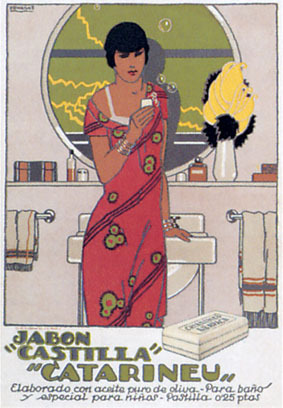 artist:unknown "Jabon Castilla Catarineu" 1930's Spain. 20" X 28" poster $20.00