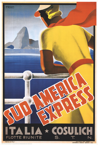 artist:unknown "Sud America Express"  1930's , Italy           MOMA  42' X 63" Poster  $ 240.00.