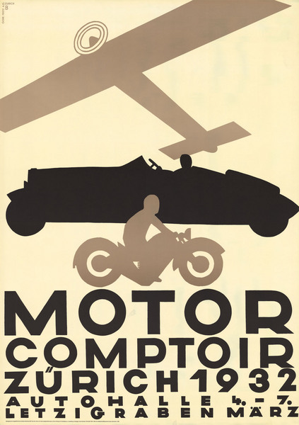 artist:unknown, "Motor Compyoir Zurich" 1932 
Switzerland
35" x 50" RE-ISSUE Poster