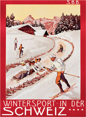 artist: Colombi " Wintersport in der Schwiz"
Switzerland 1930,s
20" X 28" poster