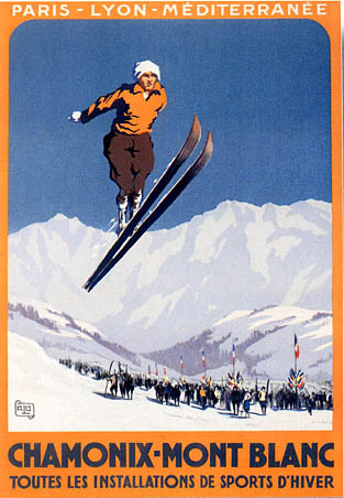 artist:Hallo "Chamonix Mont Blanc" 1924 
France.
20" X 28" Poster
28" X 39" Poster
9" X 12" Small Poster