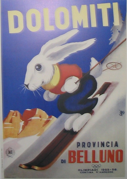 artist: Unknown "Dolomiti" 1955 Italy. 20" X 28" Poster $20.00