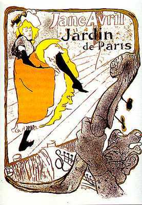 artist:Toulouse-Lautrec " Jane Avril Jardin de Pparis" France 1890,s
20" X 28" Lithographic Poster
