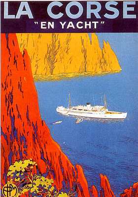 artist:Hook "La Corse en Yacht" 1930 France.
 20" X 28" Poster $20.00 9" X 12" Small Poster  $6.00