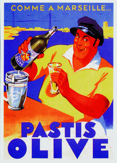 arist:unknown "Pastis Olive" 1930's France, 20" X 28" Poster