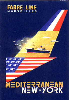 artist:Tonelli "Fabre Line" 1930's France, 20" X 28" poster $20.00.