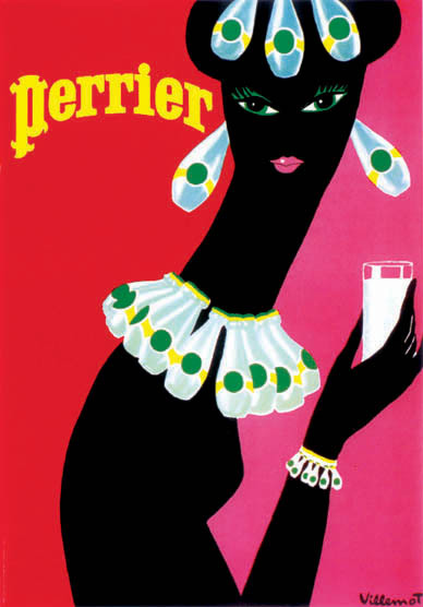 artist:Villemot "Perrier" 1950's France, 20" X 28" Poster