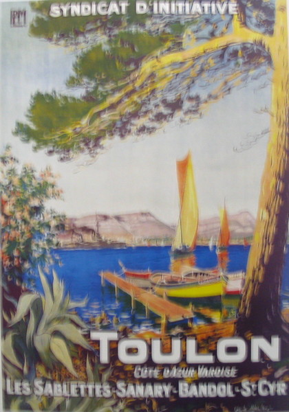 artist:unknown "Toulon" 1930's France 20" X 28" Poster $20.00