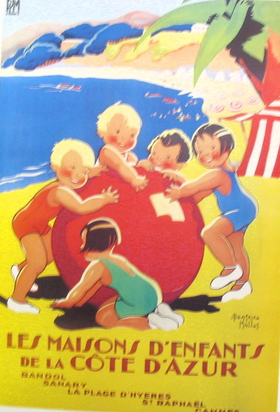 artist:Mallot "Cote d'Azur" 1930's France 20" X 28" Poster $20.00