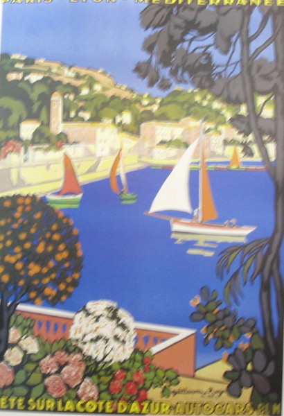 artist:unknown "Cote D'Azur" 1930's France     20" X 28" Poster  $20.00           
 28" X 39" poster $30.00