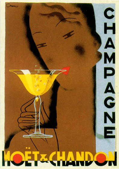 artist:Chem "Moet & Chandon" 1930's France, 20" X 28" Poster, 28 X 39" Poster, 5" X 7" Note Card.