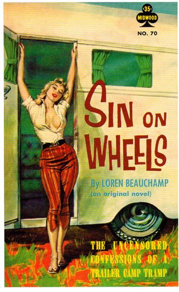 artist:Rader "Sin on Wheels" 1961 USA. 
6" X 8" Large Postcard.