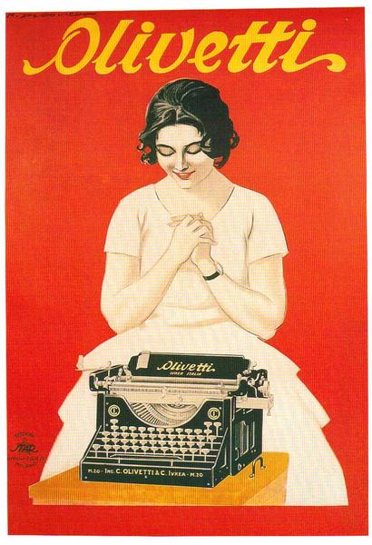 artist:Dudovich :Olivetti" 1920's Italy, 6" X 8" Mini Print.