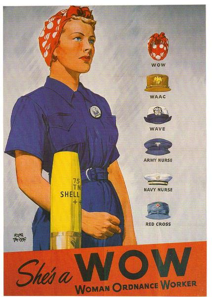 artist:Treidler "She's a WOW" 1943 U.S.A> WWII Poster, 6" X 8" Mini Print.
