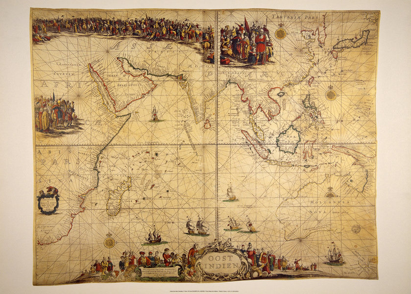 cartographer: Unknown "Carte des Indes" 16th Cent. Paris | 20" X 28" Antique Map	$24.00