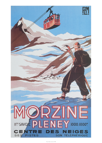 artist: Unknown "Morzine Pleny" 1930's France. 20" X 28" poster 