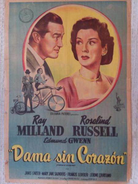 "Dama Sin Corazon"
"A Woman of Distinction" Ray Milland, Rosalind Russel, 1950
size W29" X 43"
$95.00 Condition B